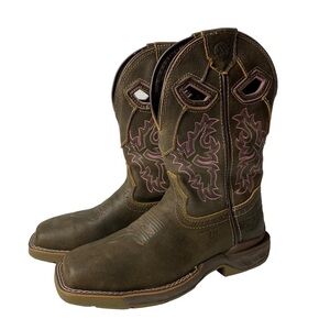 Double H Work Western Women’s phantom rider Boots Brown Leather Size 6 M